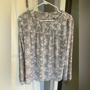 Loft Gray, White, Blush Pink Blouse - size L